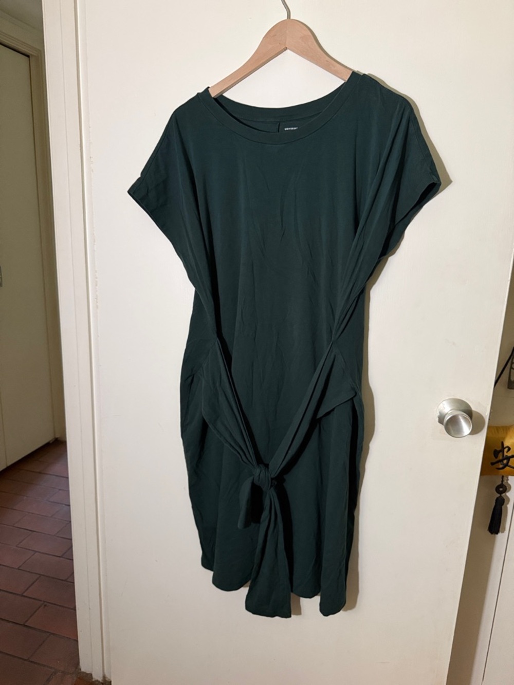 Universal Standard Dark Green Tie-Front Midi Dress